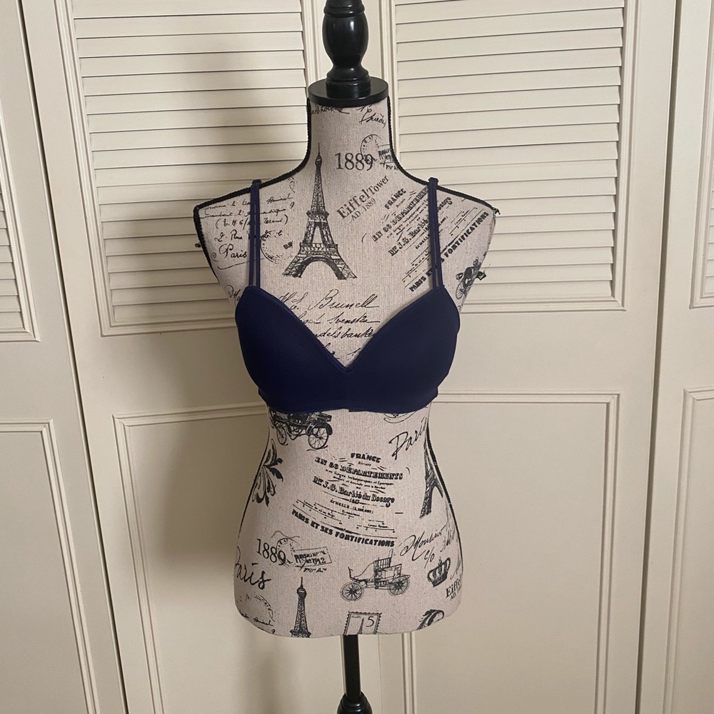 Aerie Real Happy Wireless Bra navy blue 32C